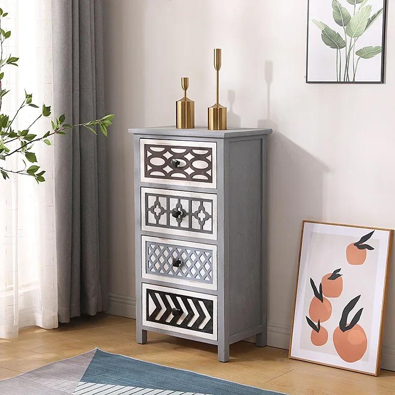 Solid Wood Multi-layer Drawer Cabinet – Retro Simple Storage Side Cabinet, Narrow Combination for Organizing