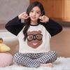 100% Cotton Girls Pajama Set Long Sleeve Round Neck Thin Home Wear Kids 8 Years