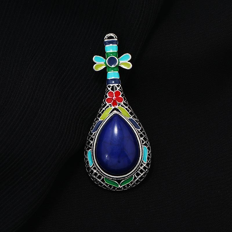 

Ретро расписная брошь пипа в западном стиле, классический темперамент, натуральный камень, новый китайский стиль, застежка-булавка для ципао, аксессуары для женщин