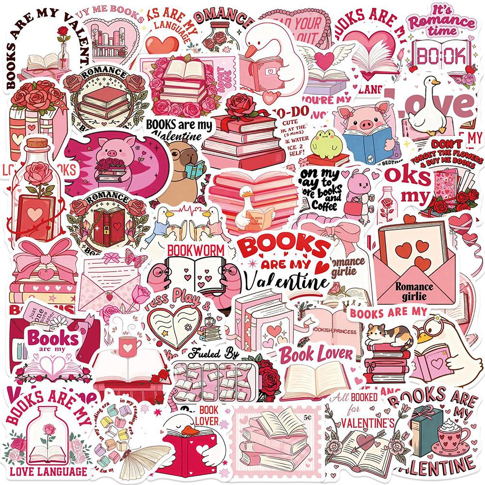 10/30/50pcs Kawaii Cartoon Valentines Day Bookish Stickers Decals DIY Notebook Laptop Phone Case Diary Bike Decoration Sticker