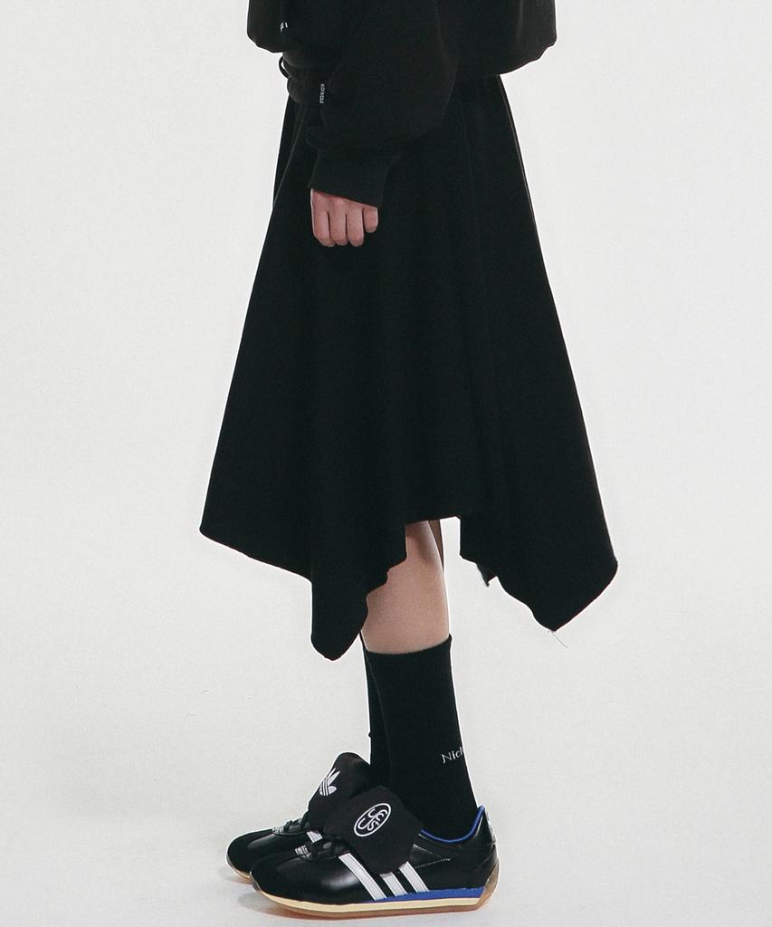 Nigaennikol Shirring Flare Midi Skirt_Black