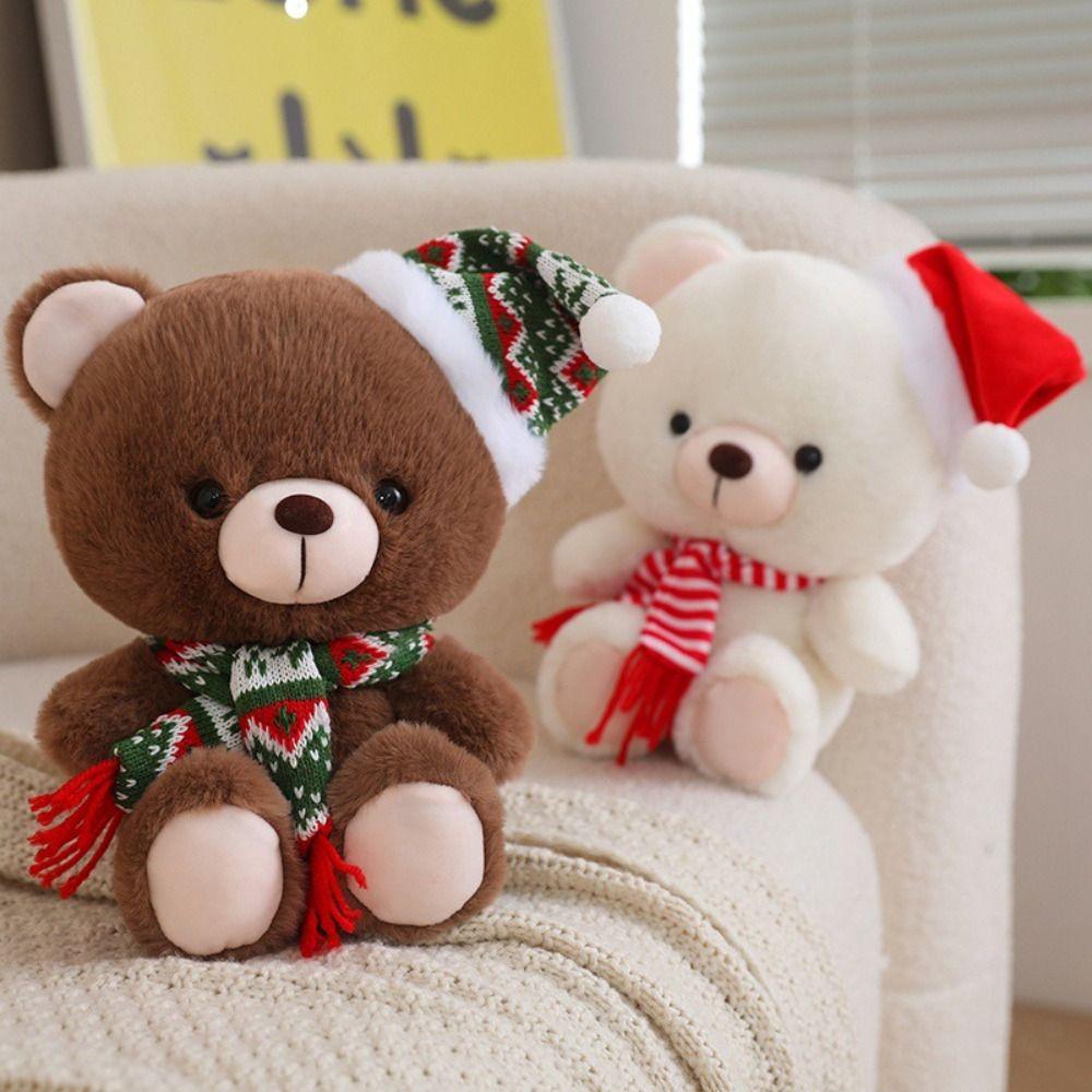 Wear Christmas Hat Christmas Series Plush Toys Bear Plushies Doll  Christmas Party Decor