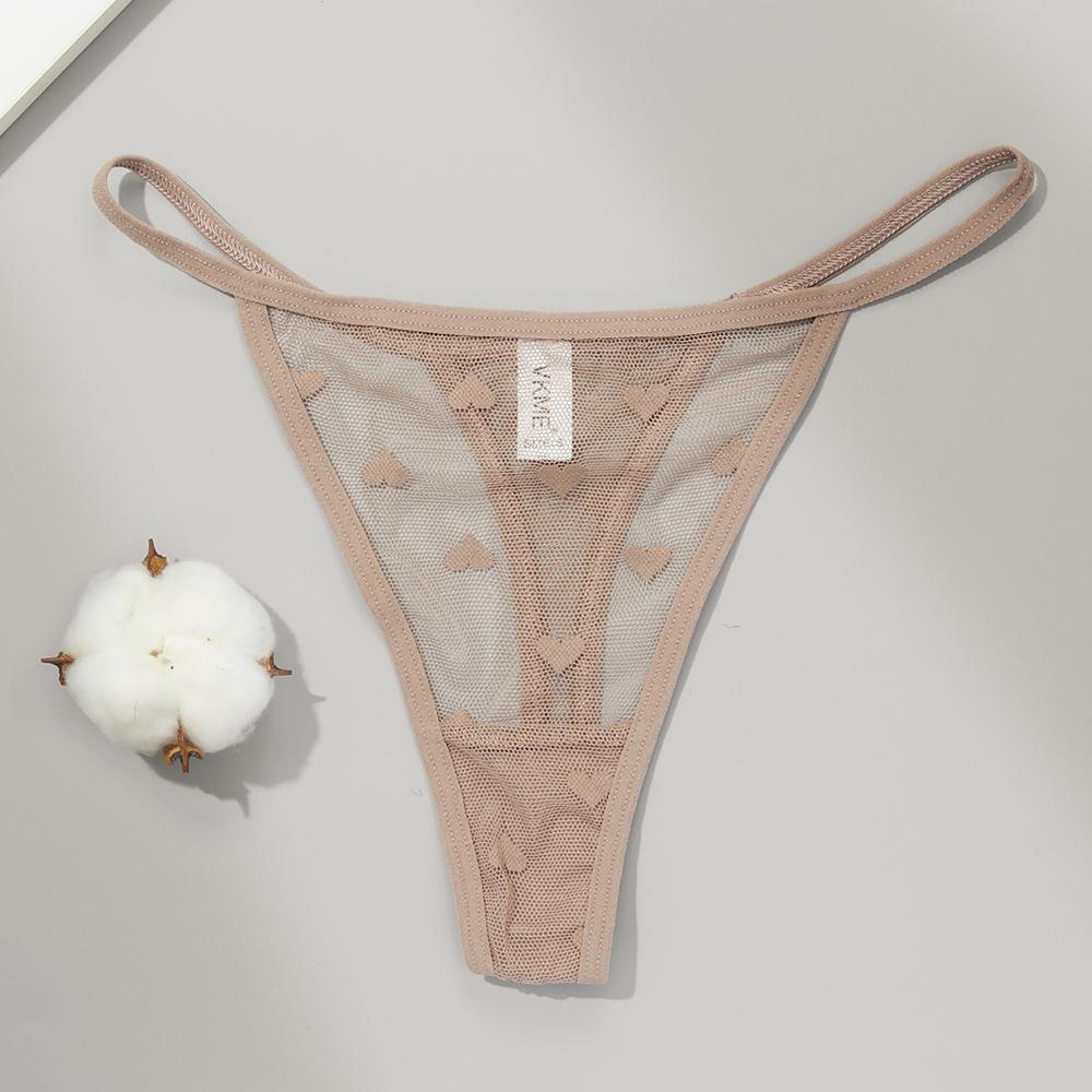 Sexy Lace Sheer Thong Panties Underwear  Women's Low Waist G-String T-Pants  Lingerie Panties Heart See Through Mesh Underpants