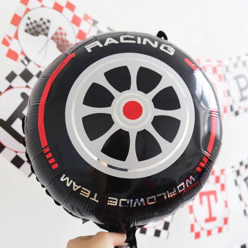 

Decor Racing Theme Race Car Checkered Car Wheel Balloon Tire Air Globos Tire Balloon Party Supplies D