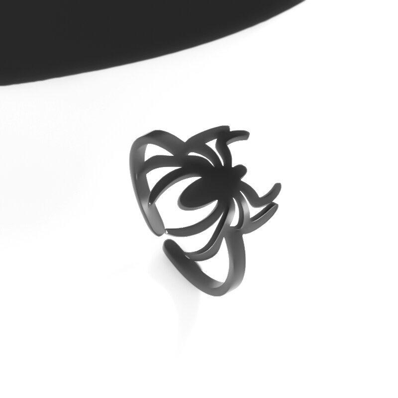 

Горячая распродажа Европейский и американский трендовый товар Темный стиль Плоская резка Полый Паук Кольцо из нержавеющей стали