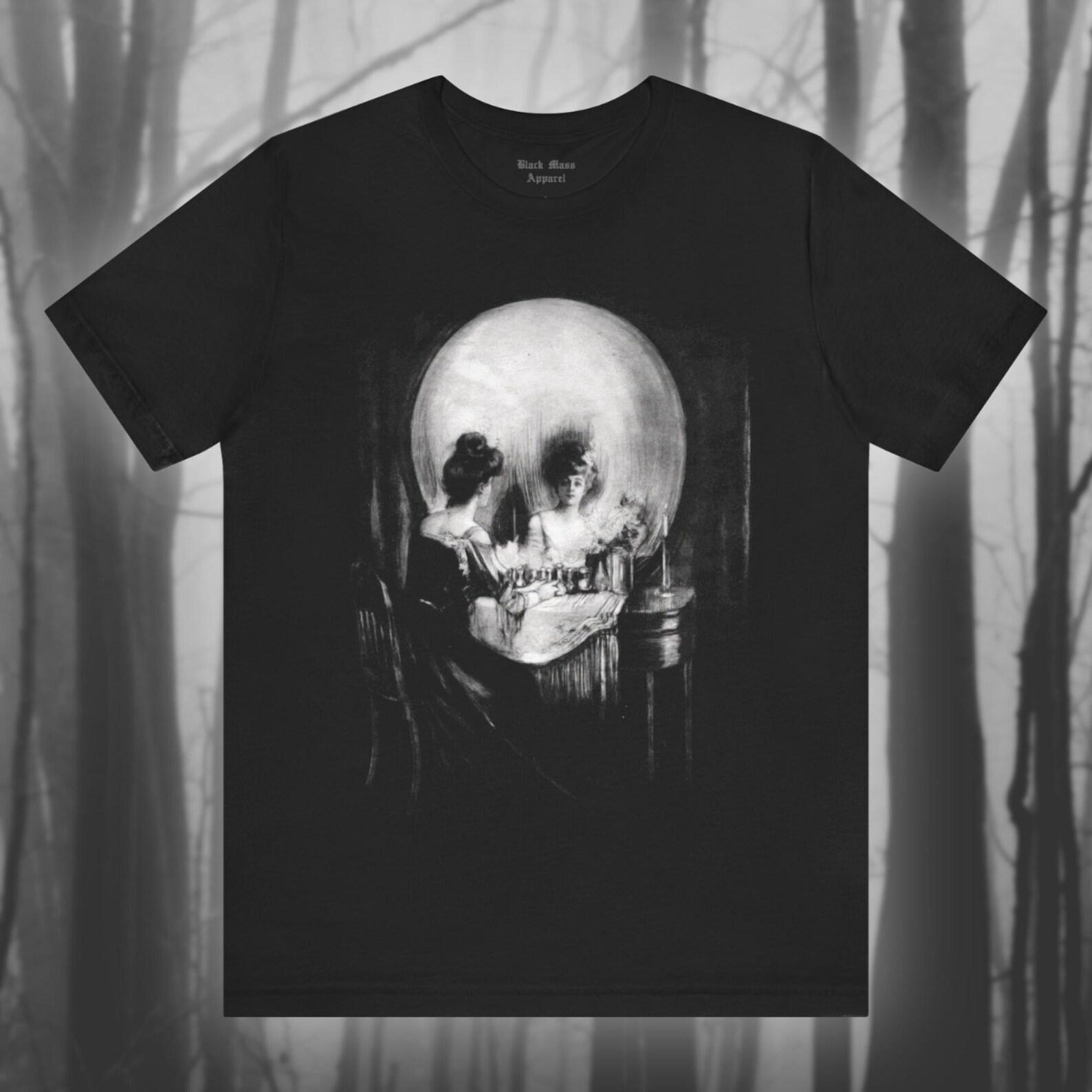 All Is Vanity, C. Allan Gilbert Art, Memento Mori T-Shirt, Creepy Shirt, Spooky Death T-Shirt, Danse Macabre, Gothic Fashion Unisex Tee 4XL
