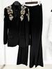 High-End Embroidered Rhinestone Suit Jacket with Slit Pants - Early Spring 2026 Collection