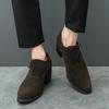 Fashion High Heel Shoes Dress Man Suede Formal Office Leather Shoes for Men Elegant Business Elevator Shoes Heighten 6cm Man Platform