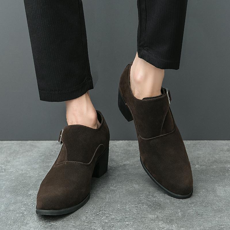 Fashion High Heel Shoes Dress Man Suede Formal Office Leather Shoes for Men Elegant Business Elevator Shoes Heighten 6cm Man Platform