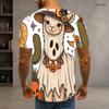 Men Plus Size Round Neck Short Sleeve T Shirt Halloween Panda Ghost Printed Casual Tee