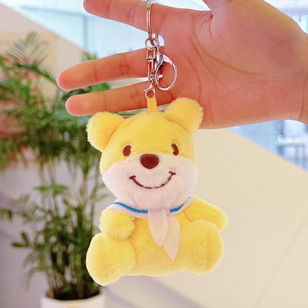 Navy Bear Plush Keychain Charm