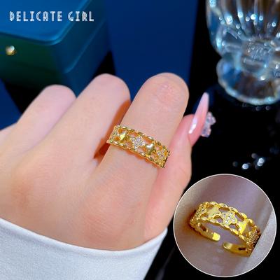 Elegant Fashion Princess Engagement Rings for Women Jewelry Romantic Cherry Blossom Zircon Lady Rings