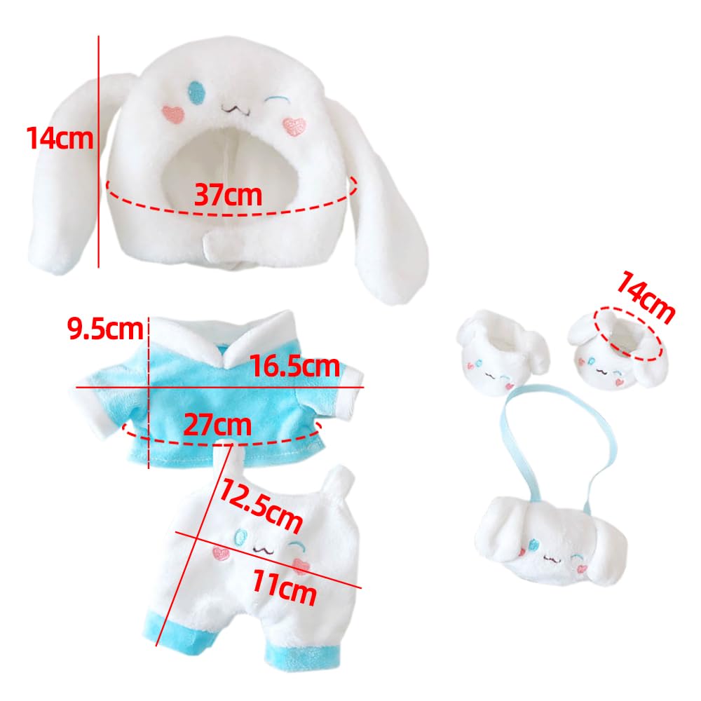 niannyyhouse 20cm Doll Clothes Set for Plush Toys - Muppet Outfit - Hat + Jacket + Overalls + Bag + Shoes - 5-Piece Set - Puppy Clothes - Cotton Doll