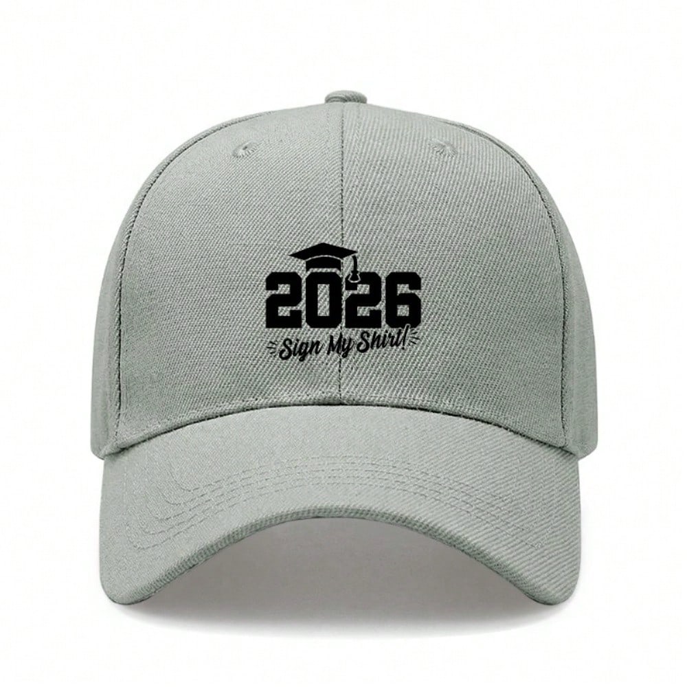 [Graduation Baseball Cap] 2026 Sign My Shirt Print Adjustable Polyester Breathable Casual Cap For Unisex Adults Class Of 2026 Gift
