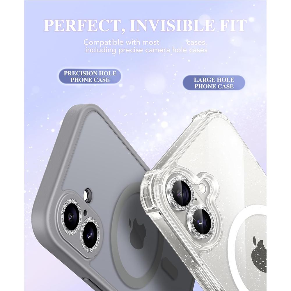 Glitter Camera Lens Protector Cover for Iphone 16E 16 E 15 Pro Max 14 Plus 13 Mini 12 11 Iphone16 16Plus 16Pro 15Pro Phone Protection Accessories