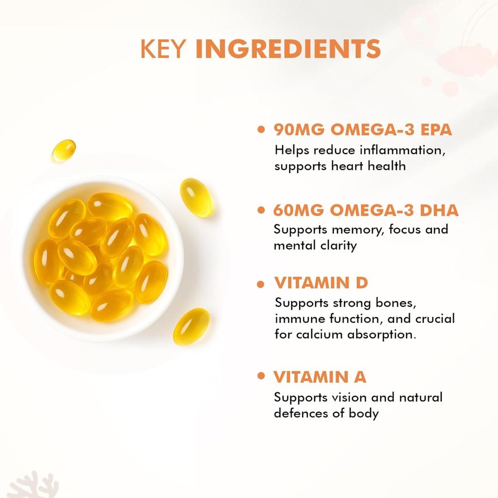 Dr. Morepen COD Liver Oil Capsules Omega 3 EPA DHA with Vitamins D E 100 Softgels Pack of 1