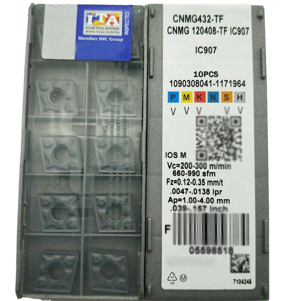 10pcs CNMG432-TF CNMG120408 -TF IC907 CNC Carbide Inserts For For Semi-fining CNC Toolholding Internal Cutting Turning Tool