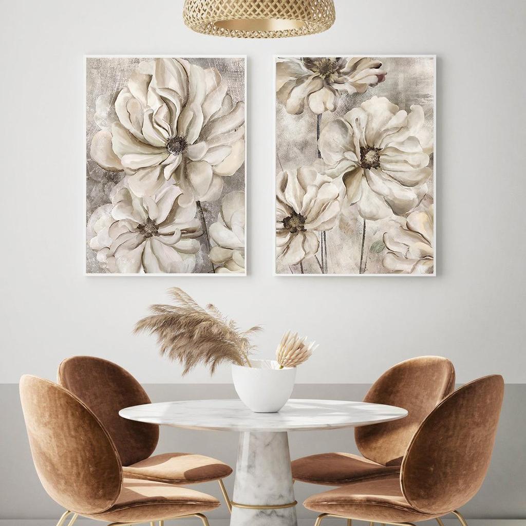 Still Life Poster Botanical Beige Flower Canvas Painting Nordic Wall Art Pictures for Living Room Cafe Home Decor