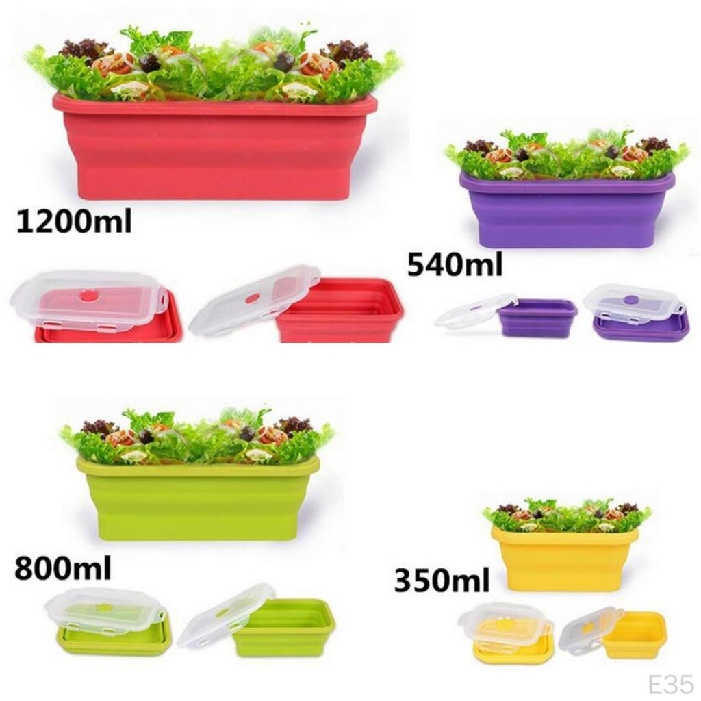Lid, Silicone Folding Storage Container for Camping Picnic, Microwave & Freezer