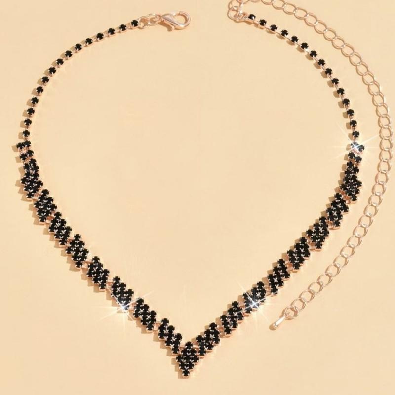 Elegant Crystal Rhinestones Bridal Jewelry Set Handmade Necklace and Clip Earrings Stylish Accessories for Evening Wear