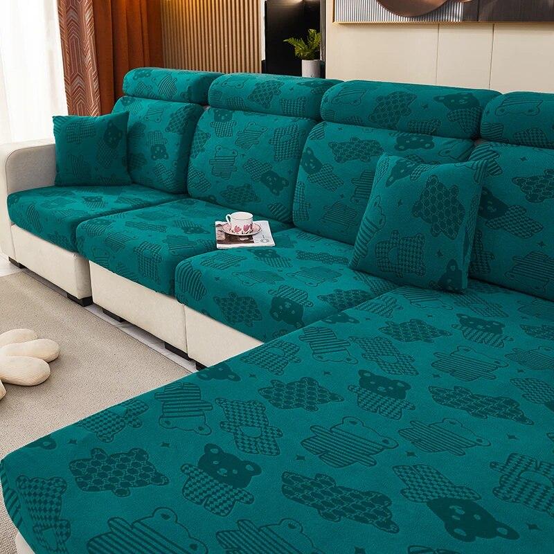 PLUSH husă de pernă de canapea pentru canapea normală canapea în formă de L huse lungi pentru decorarea casei cu flori jacquard stretch