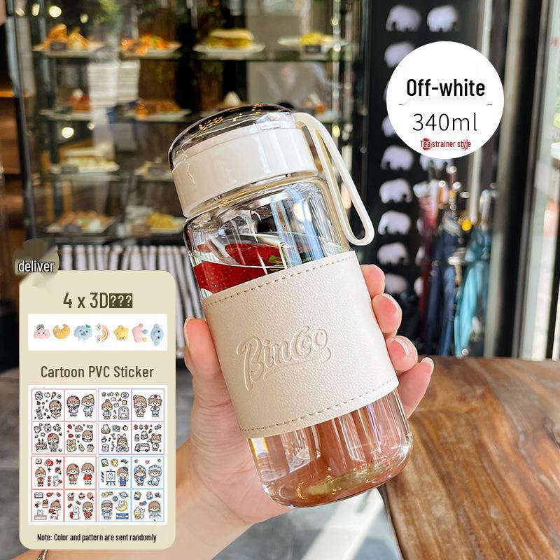 Portable Cute Glass Water Cup with Lid - Stylish Summer Tea Brewing Mug