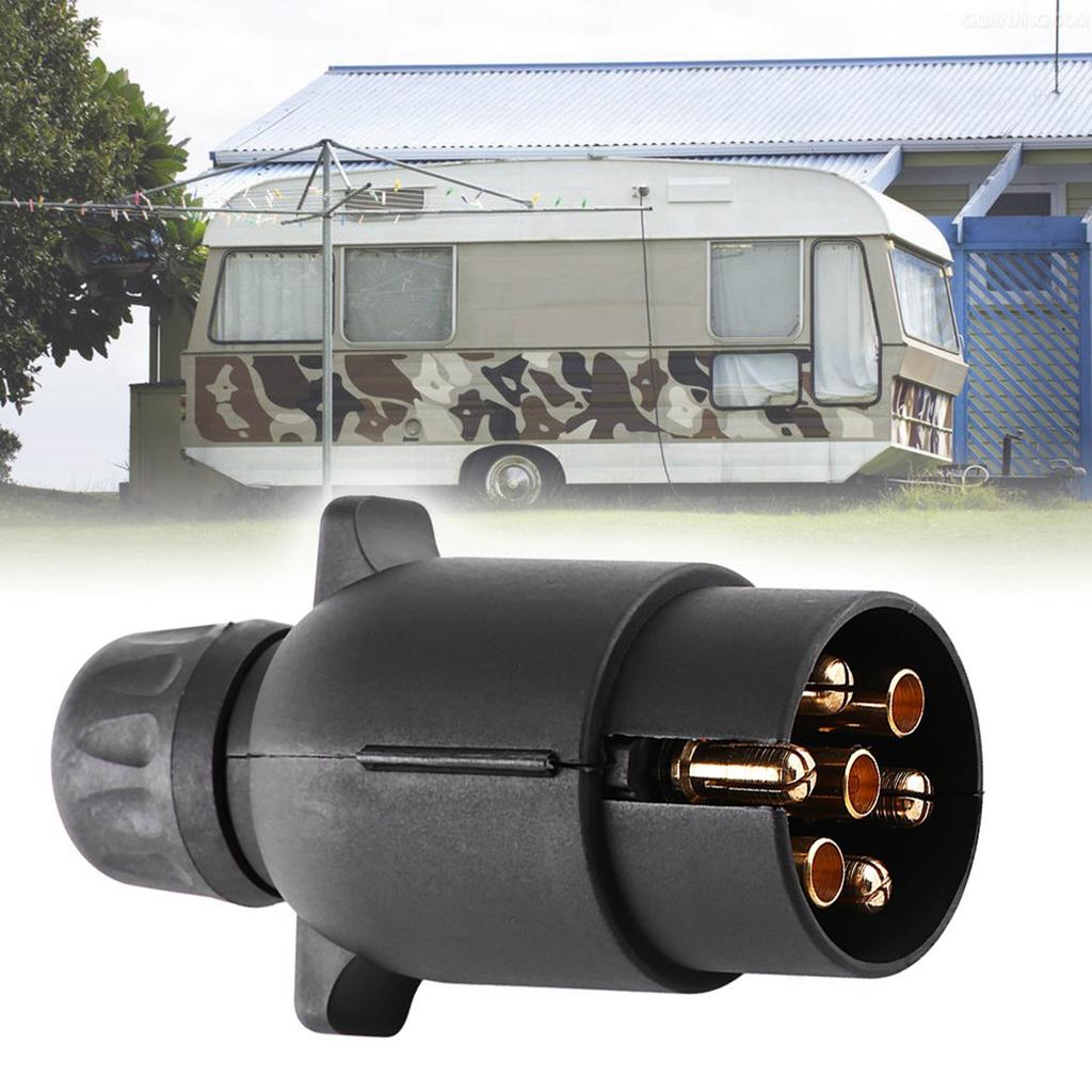 12V Electric Black Plastic 7 Pole Trailer Plug Wiring Connector Adapter for Driving