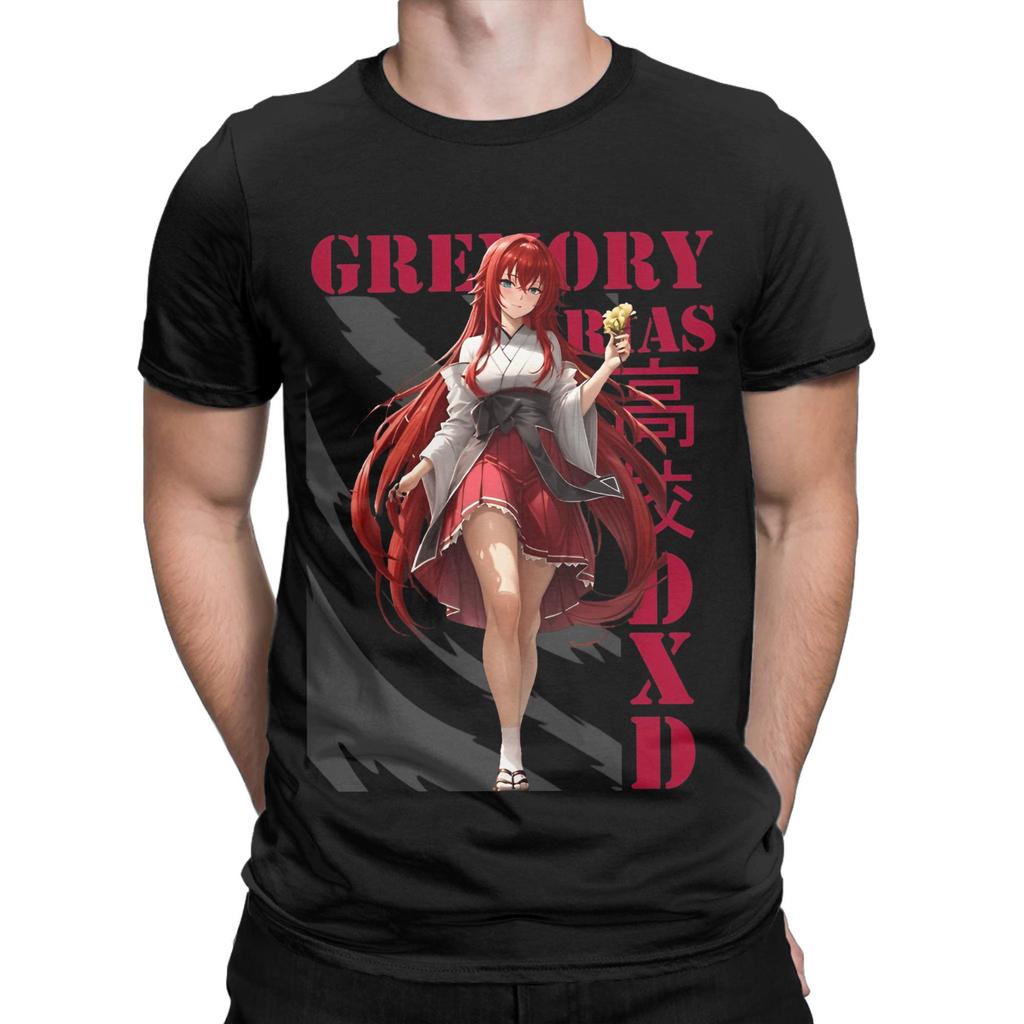 Rias Gremory DxD T Shirts Men's  100% Cotton Vintage T-Shirt Round Collar  Tee Shirt Short Sleeve Clothing Original