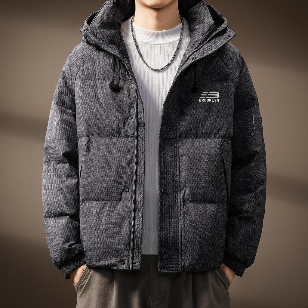 Men's High-End Hooded 90% Duck Down Jacket – Short, Thick, Warm, Trendy, Casual Winter Outerwear