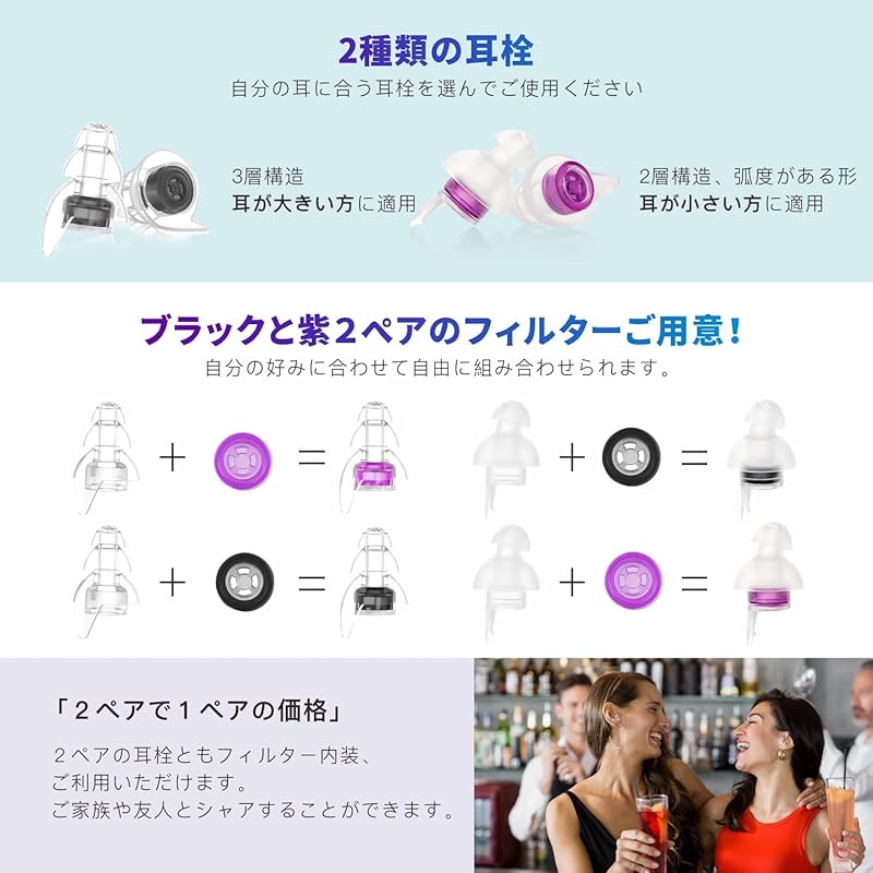 Live-Ohrstöpsel Quietide-Ohrstöpsel Live-Gehörschutz Vorbeugung von Hörschäden Für Menschen, die laute Musik bei Konzerten, Festivals, in Clubs usw. genießen.