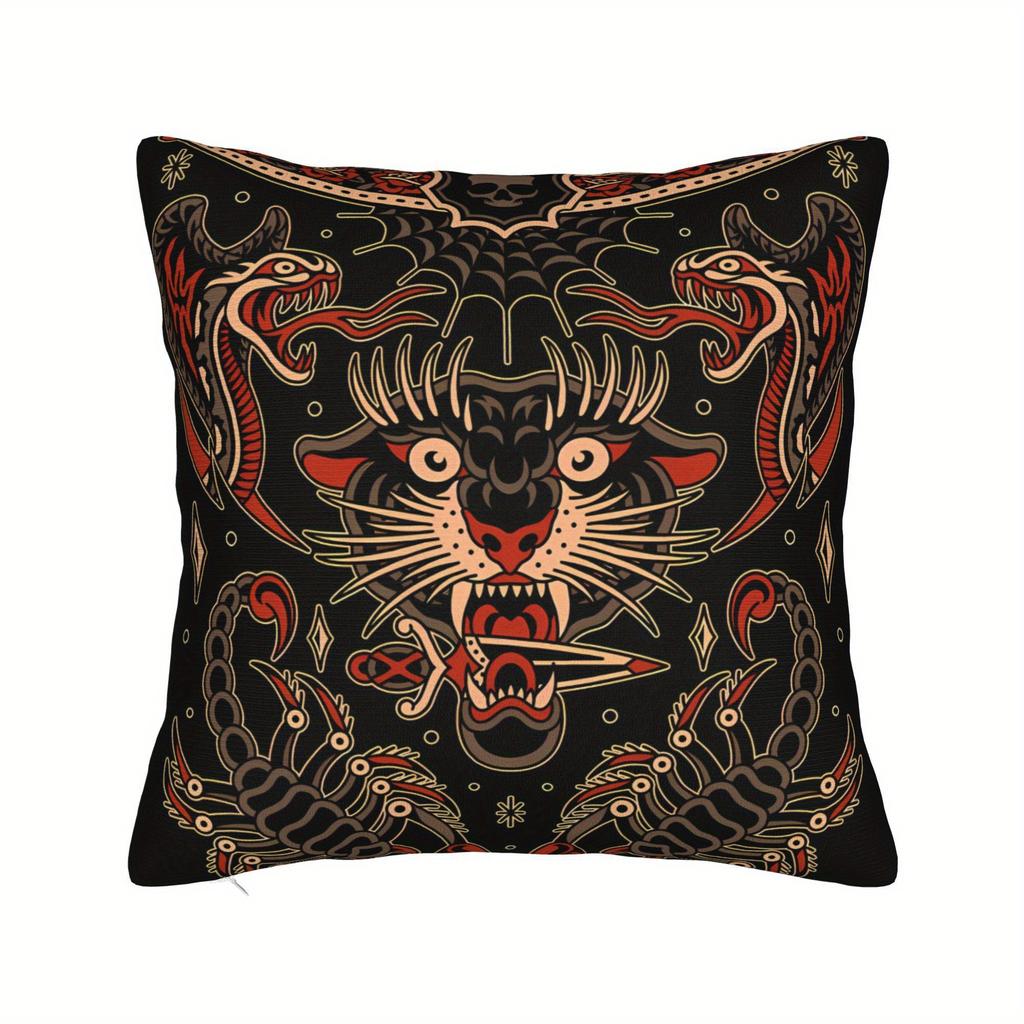 Old School Tattoo Design Throw Pillowcase Decorative Cushion Cover for Sofa Home Decor