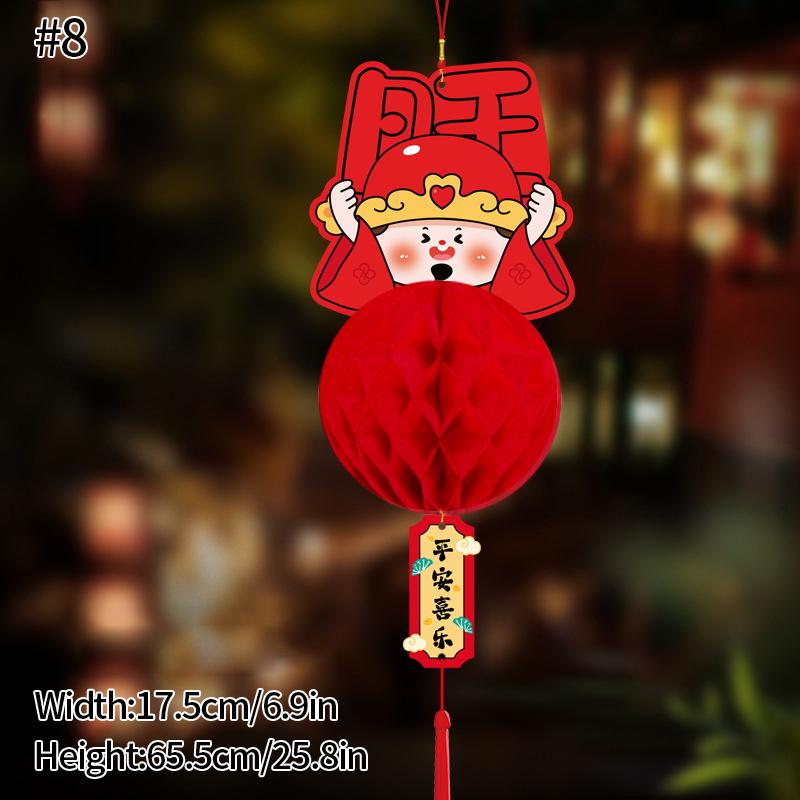 Chinese Red Lantern Traditional New Year Festival Hanging Decor Chinese Spring Festival Paper Honeycomb Lanterns