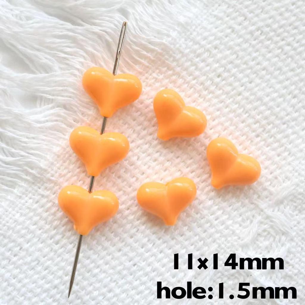Seven-Color Small Peach Heart Acrylic Beads 11x14mm for DIY Phone Chain Pendants