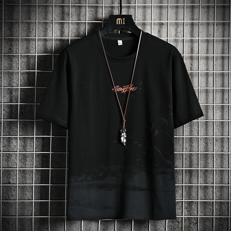 Ice Silk Men's Trendy Printed T-Shirt - 2023 Summer Half-Sleeve Top