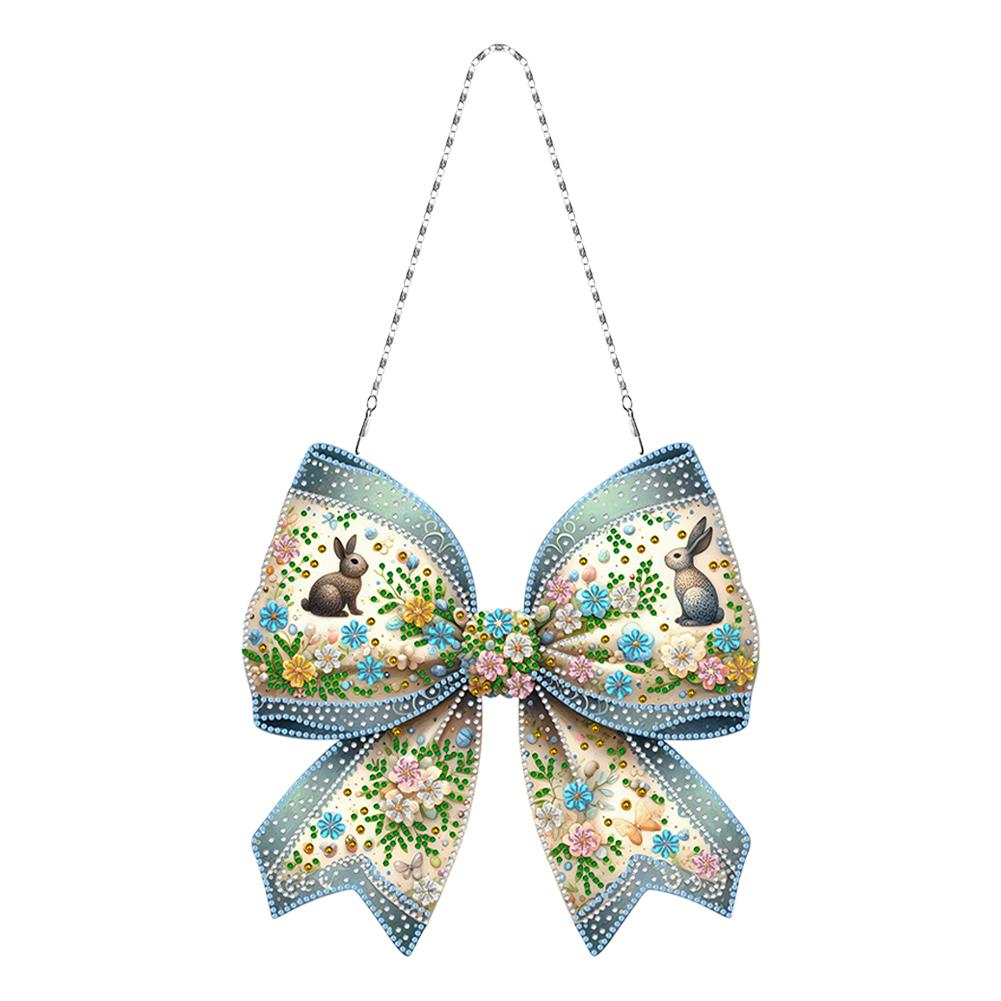 

Easter Bow 5D DIY Diamond Painting Dots Pendant Rhinestone Diamond Art Pendants DIY Diamond Art Pendant Kit for Art Crafts