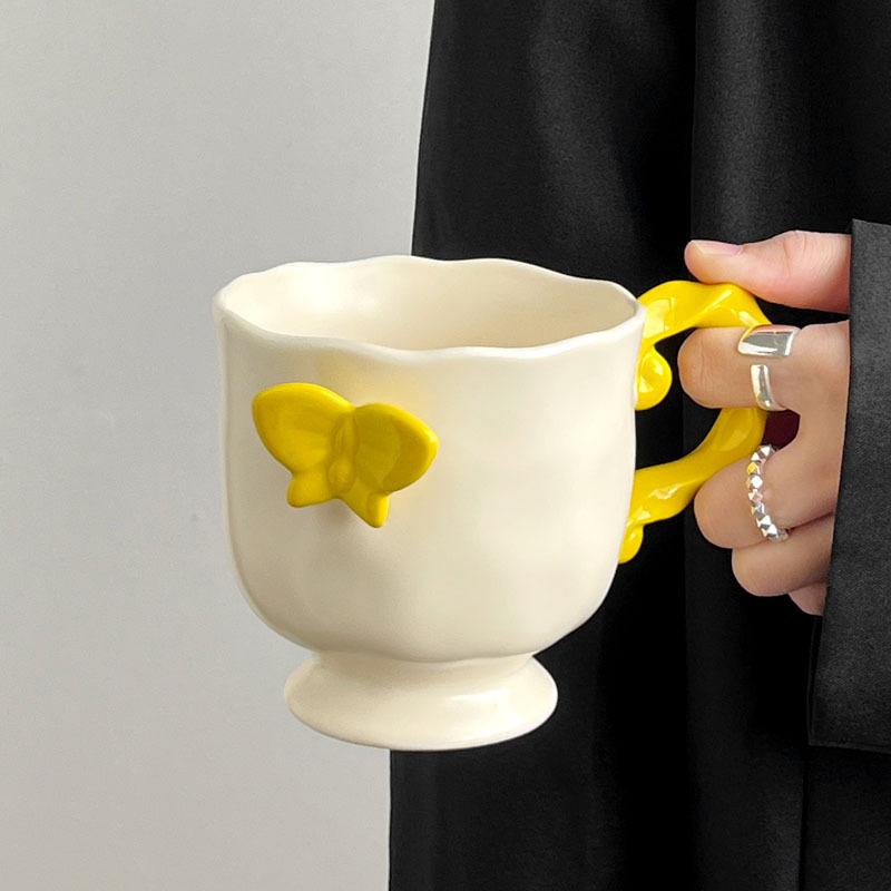 

ins wind dream butterfly mug tall coffee cup girls office breakfast milk cup birthday gift 401-500ml