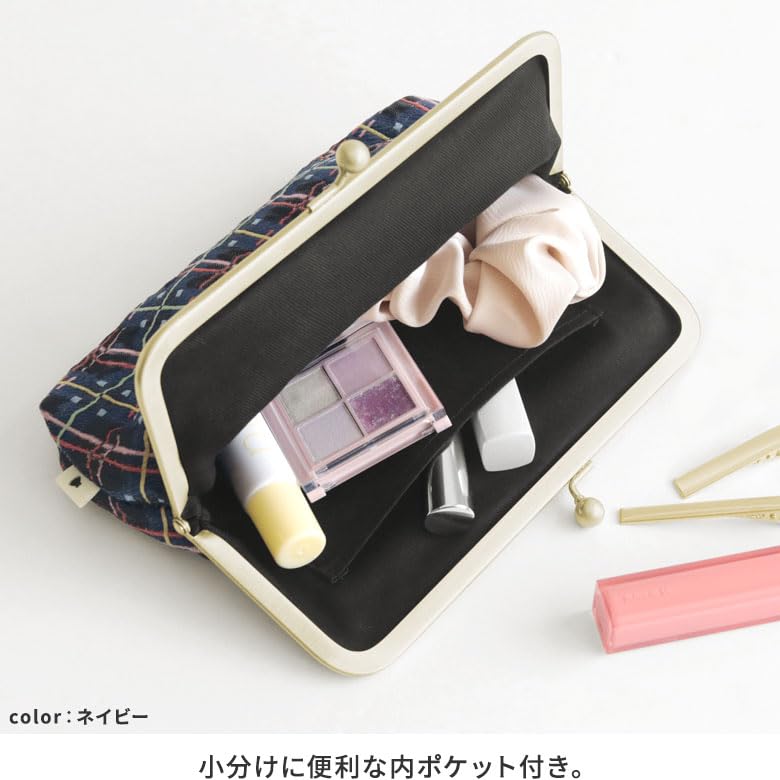 AYANOKOJI Flat Pouch with Made in Japan Check 6-inch Gusset, Large, (Pop Mint)