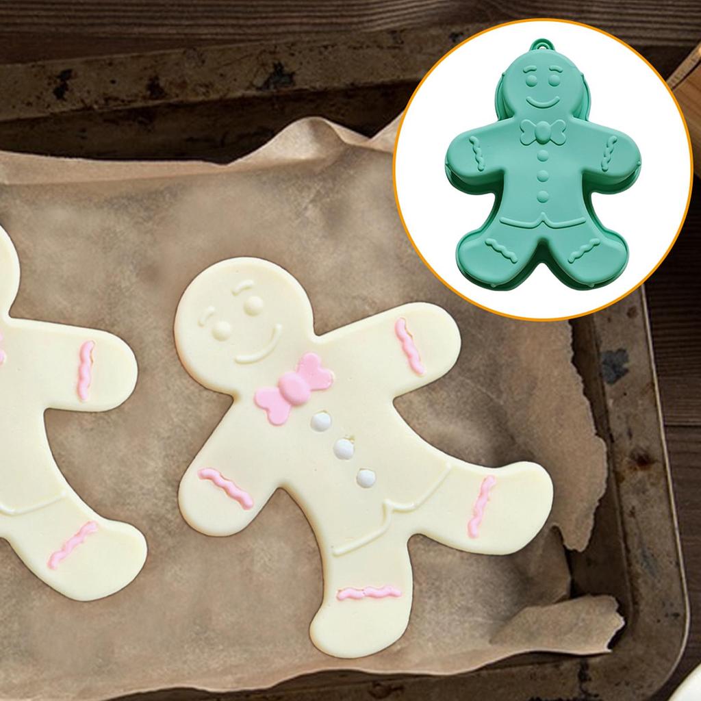1pc Silicone Gingerbread Man Baking Tray 3D Silicone Christmas Gingerbread Man Baking Molds Non Stick Pie Mould Bakeware Tray