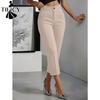 Women's Fashion Casual Solid Color Print High Waist Trousers Pants & Capris