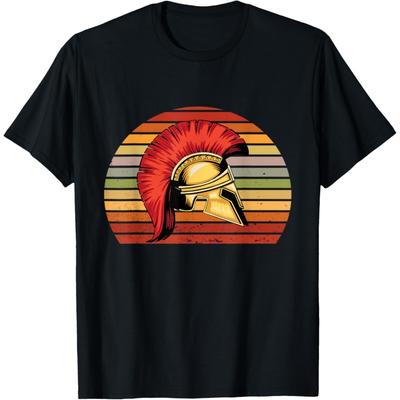 Vintage Sunset Leonidas Gladiator Helmet Warrior Spartan T-Shirt