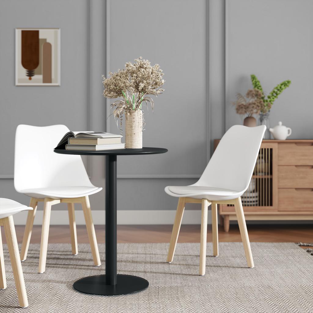 Dining Table, Round Kitchen Table with Steel Base for Living Room, Dining Room, 60 x 60 x 72cm, Black