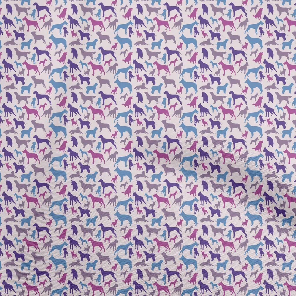oneOone Georgette Viscose Blue Fabric Floral & Puppies Fabric For Sewing Printed Craft Fabric By The Yard 42 Inch