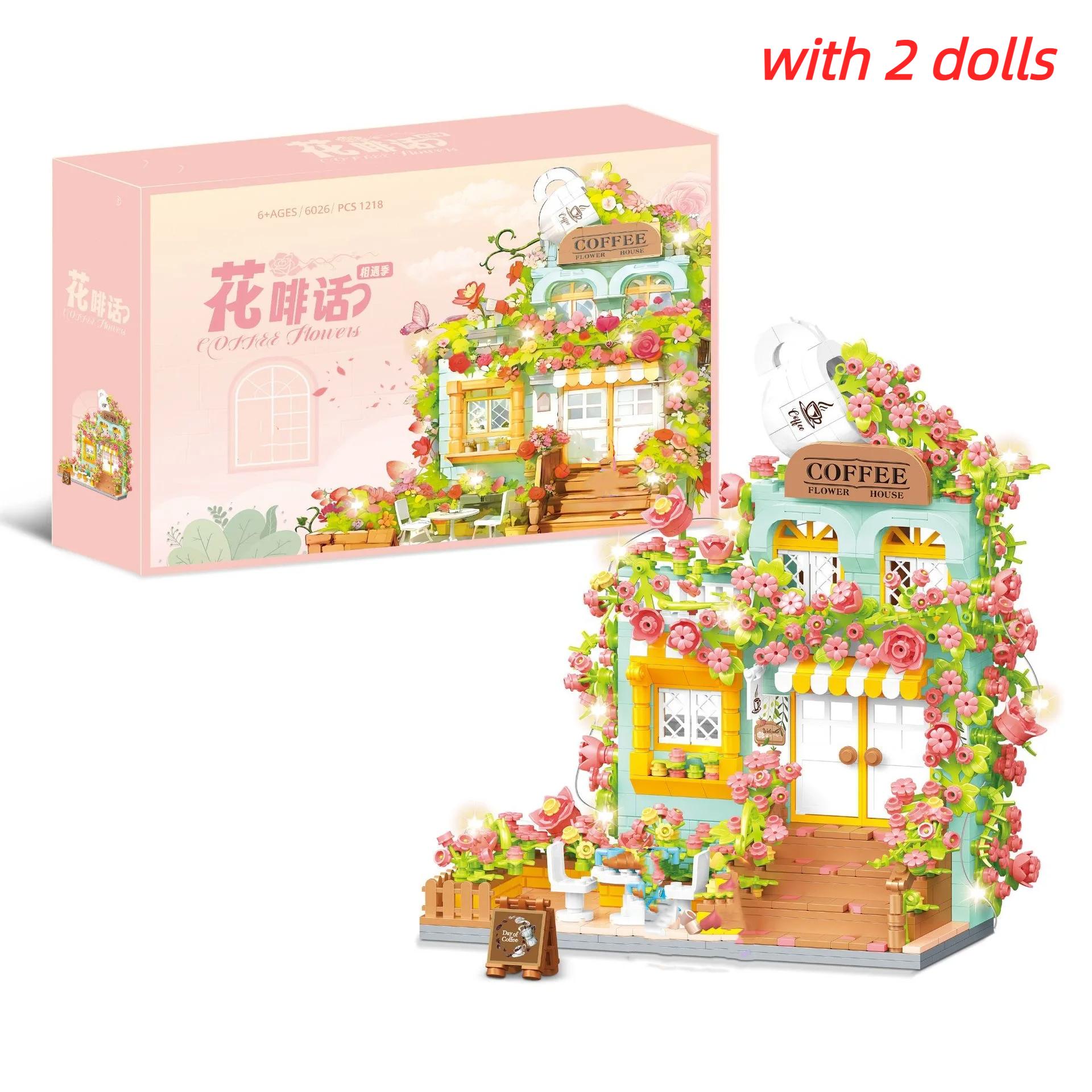 Light Flower Wedding Castle Small Construction Blocks Toys Creative Garden Diy Educational Blocks Toys For Girls Young Boys Present