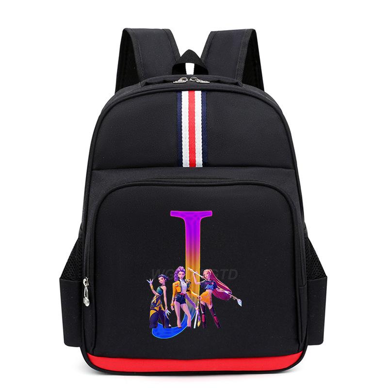 College Style Trend 26 Letter Printing Anime Cartoon Large Capacity Burden Reduction Backpack Casual Student School Bag