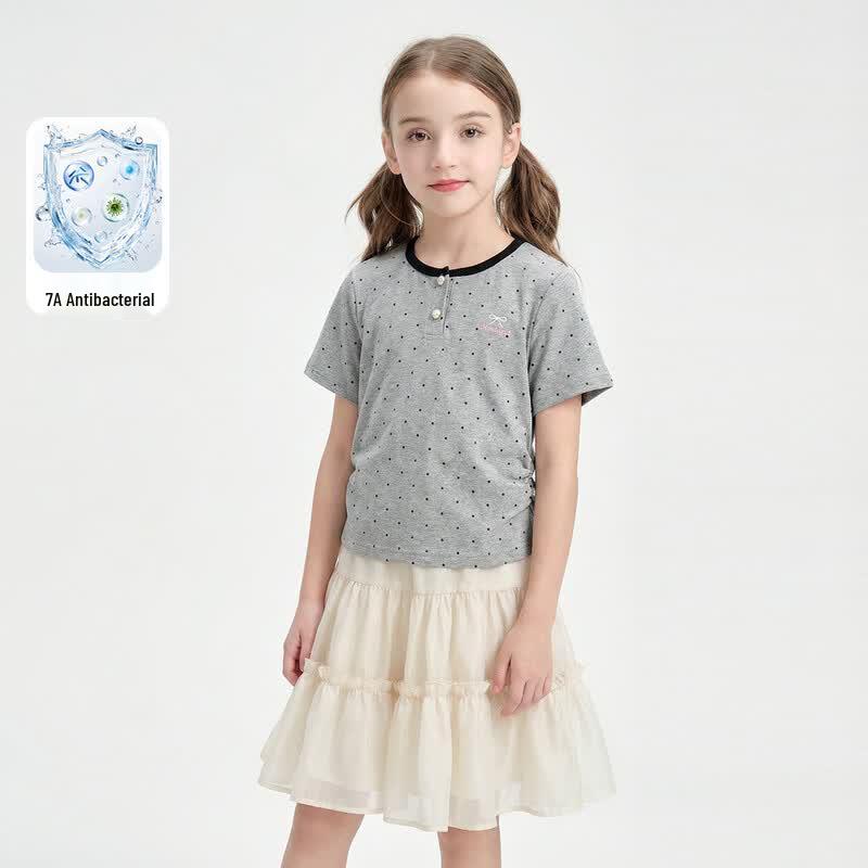 Girls  Summer Polka Dot T-shirt with Bow 130