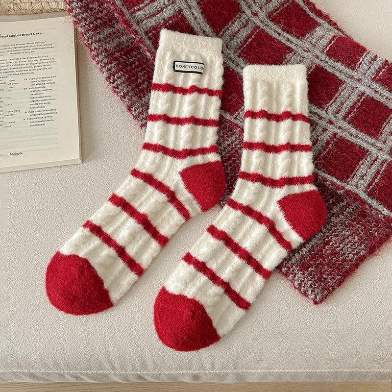 Women's Autumn and Winter Christmas Thickened Warm This Year Red Socks