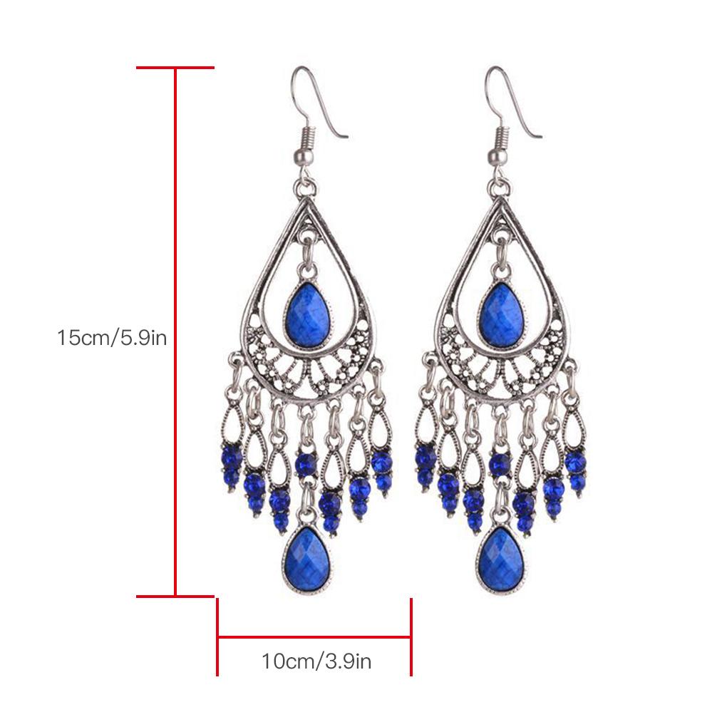 1 Pair Bohemia Style Tassel Earrings Women Waterdrop Pendant Dangling Earring Girls Ethnic Ear Jewelry