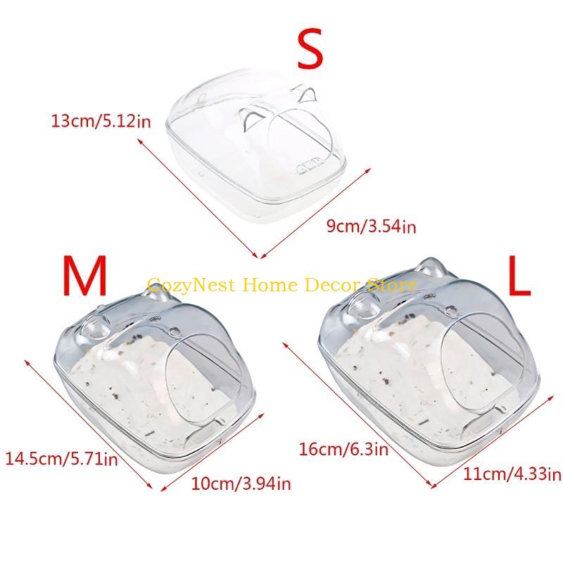 92MF Hamster Bathroom Cage Toy Accessories Clear Plastics Bath Box Relax Habitat House for Small Animals Syrian Hamsters