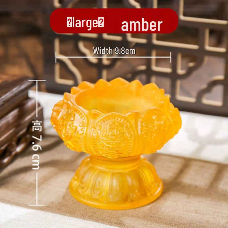 Colorful Lotus Crystal Glass Ghee Lamp Holder for Buddha Offering