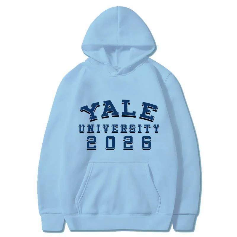 Yale University School Uniform for Autumn and Winter  Classic Solid Color Hoodie Daily Casual Fashion Long Sleeve Warm Hoodie